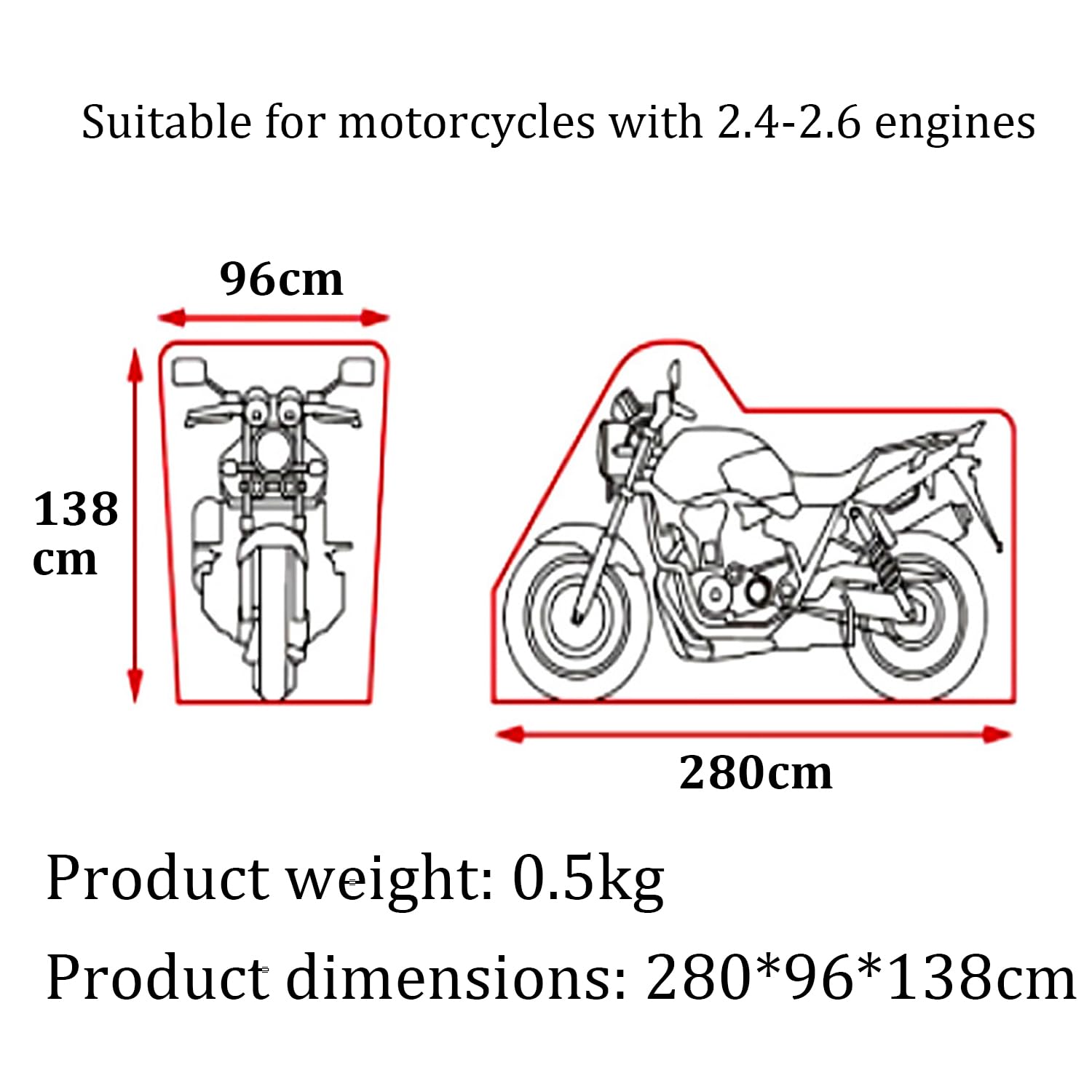 Telo Moto Per Esterno Impermeabile,420D Telo Coprimoto Impermeabile Per Esterno,Con Strisce Riflettenti & Foro Antifurto,Impermeabile, Resistente Ai Raggi Uv,Per Moto Di Lunghezza(Xl 280x96x138 Cm)