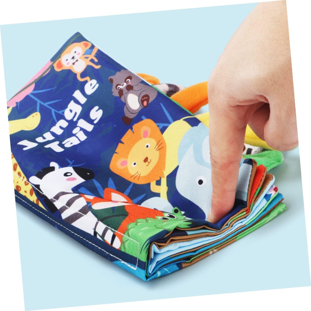 SNOWIE SOFT® Cloth Books for Babies 0 to 3 Years of Forest Animal, Sensory Books for Babies 6-12 Month with 3D Touch Feel High Contrast Dimensional Tail, Built in Rustling Sound, Waterproof Baby Toy - Image 8 thumbnail