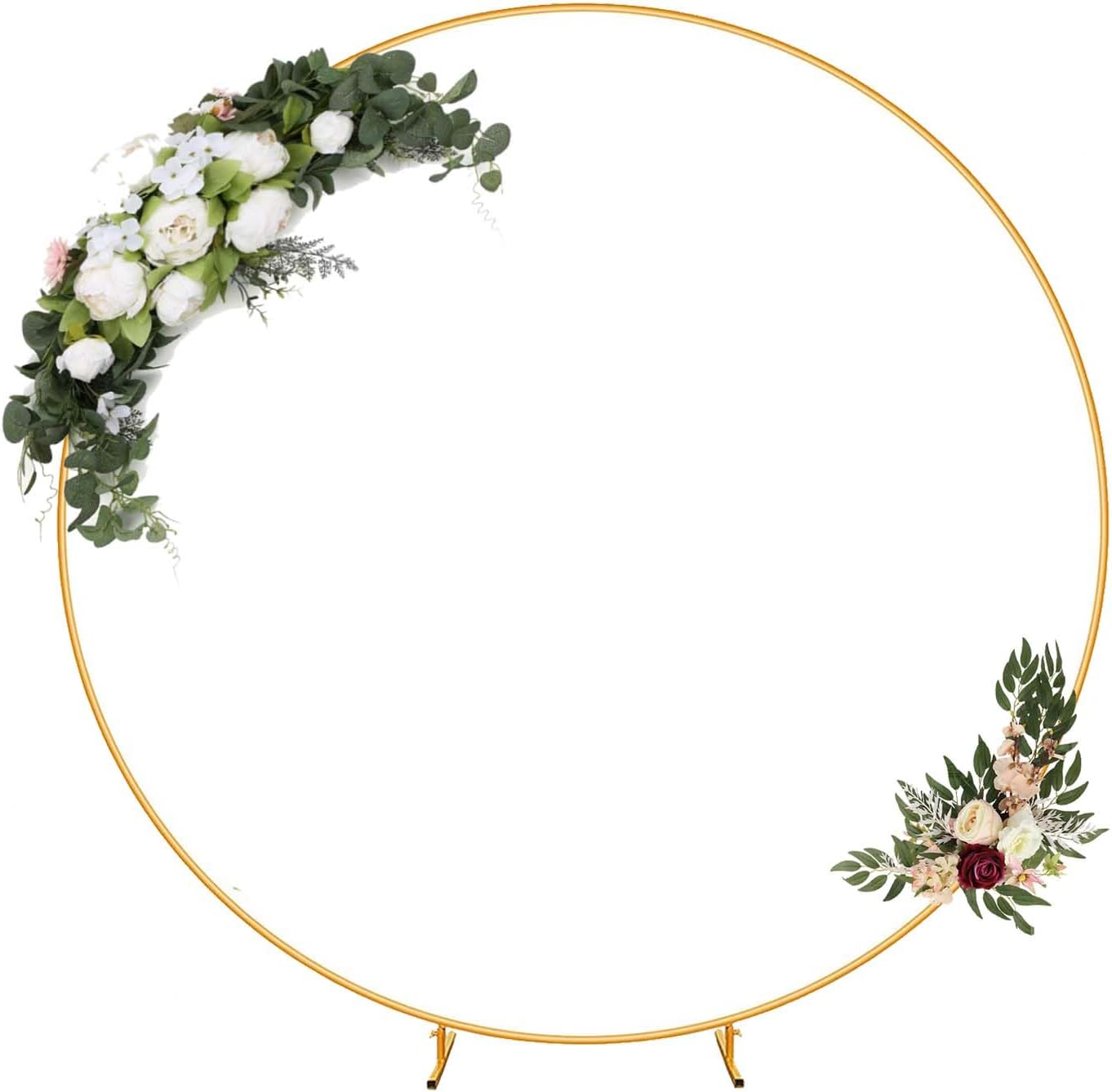 6.56FT Gold Round Wedding Arch Stand, Metal Circle Balloon Arch Backdrop Stand Frame, Garden Ballon Flower Arch Holder Stand for Wedding, Birthday Party, Wedding, Birthday Party (Gold)