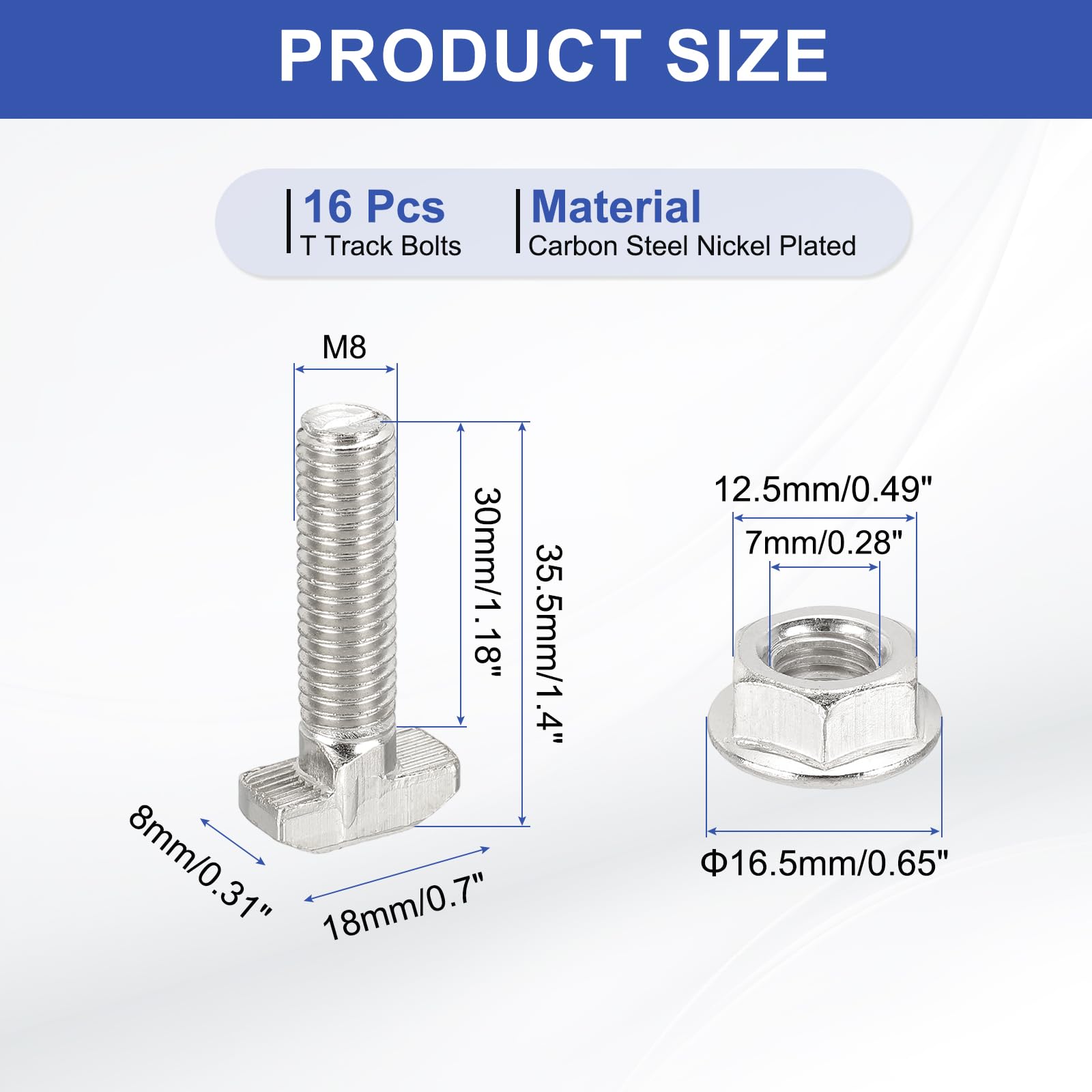 PATIKIL M8x30mm T-Slot Bolts - Image 2