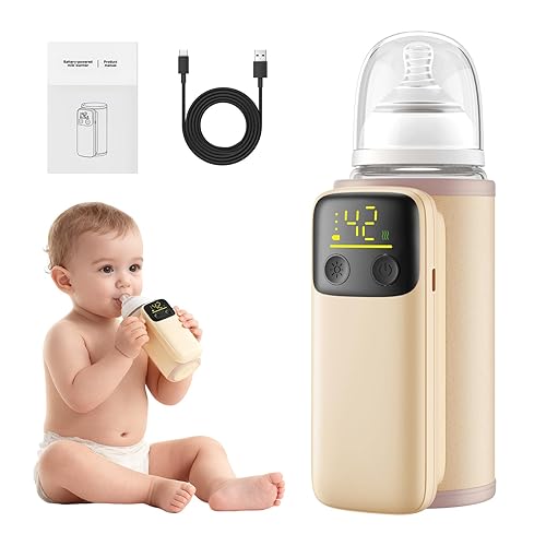Calentador de biberones portátil con batería de 8000 mAh, adecuado para leche materna y alimentación de fórmula, calentador de biberones para leche