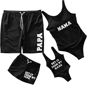 IFFEI Family Matching Mommy and Me Swimsuits One Piece Swimwear Modest Bathing Suits Beachwear for Beach Pool Vacation