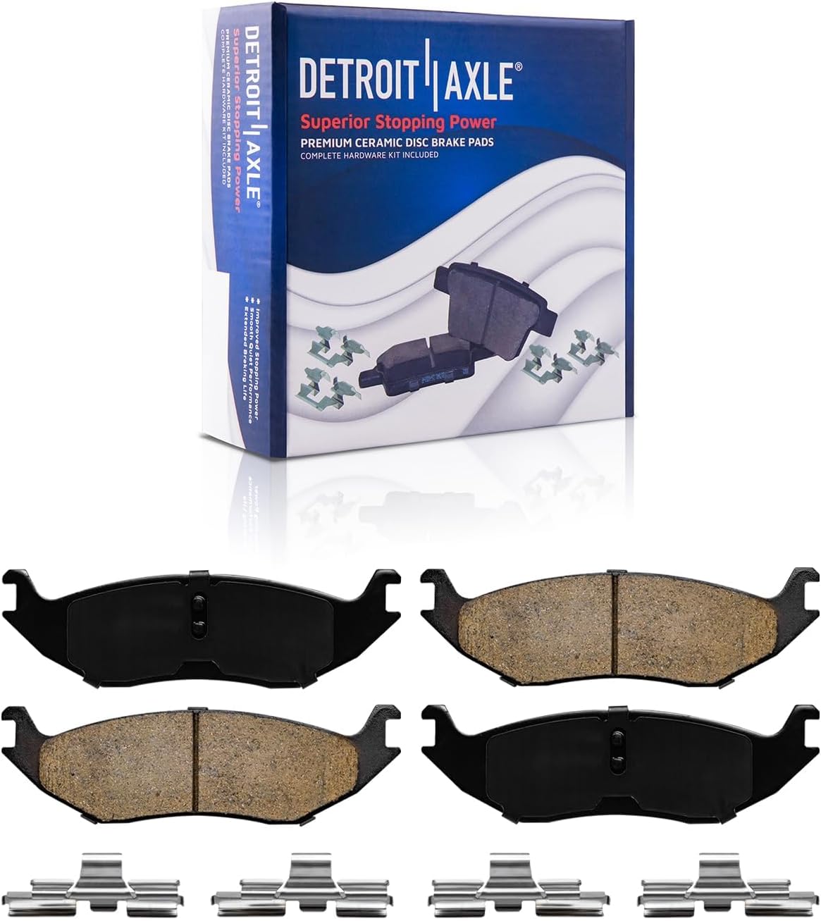 Detroit Axle - Brake Pads for 2009-2018 Dodge Ram 1500, 2007-2009 Durango Chrysler Aspen, Front and Rear Ceramic Brakes Pads Replacement