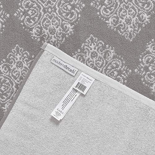 Amrapur Overseas | Artesia Damask 6 Piece Reversible Yarn Dyed Jacquard Towel Set (Grey) #TOP4