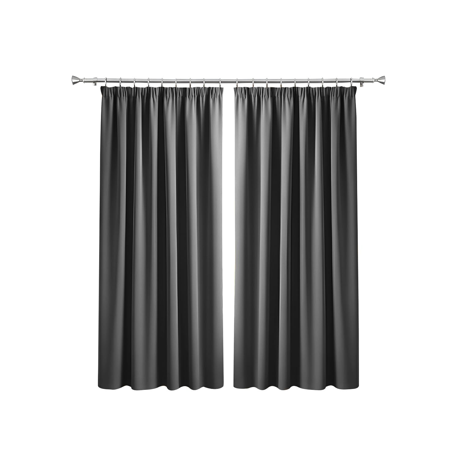 Imperial Rooms Blackout Curtains Super Soft Thermal Insulated Pencil Pleat Blackout Curtains for Living Room Bedroom (Grey, 66" x 72" (168cm x 183cm)) — image 1