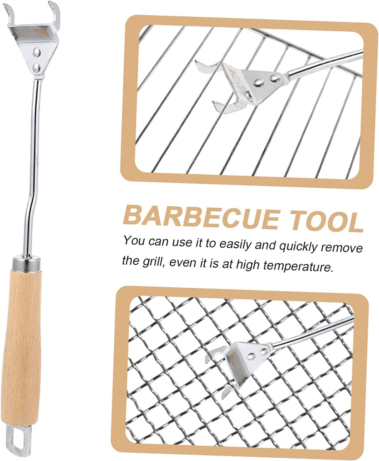 MRKU 1 pz. Pinza per Uova da Cucina, Pinza per Gas, Pinza per griglia da Cucina in Acciaio per Esterni, Pinza per Calore in Acciaio Inox con affumicatore, Pinza Universale per Legno e Metallo.
