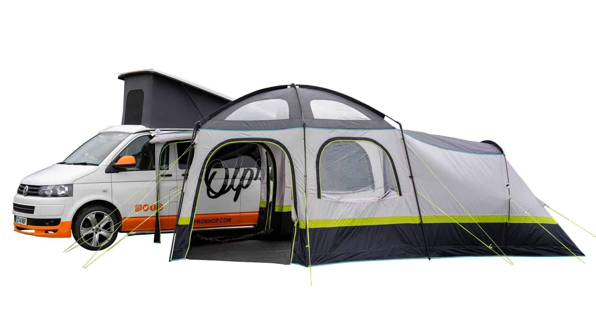 OLPRO Hive Vorzelt für Wohnmobile, 3,3 m x 3,3 m, sechsseitige Markise mit 2 m x 2 m Schlafsack, eingenähter Bodenplane, freistehendes Zelt für Fahrzeuge, 190 cm - 250 cm hoch