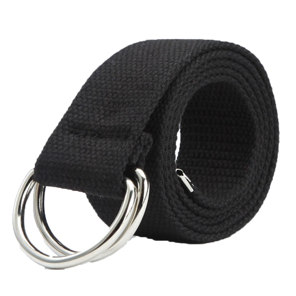 bismarckbeer Men Women Canvas Belts Adjustable Double D-Ring Buckle Belt Waistband Strap