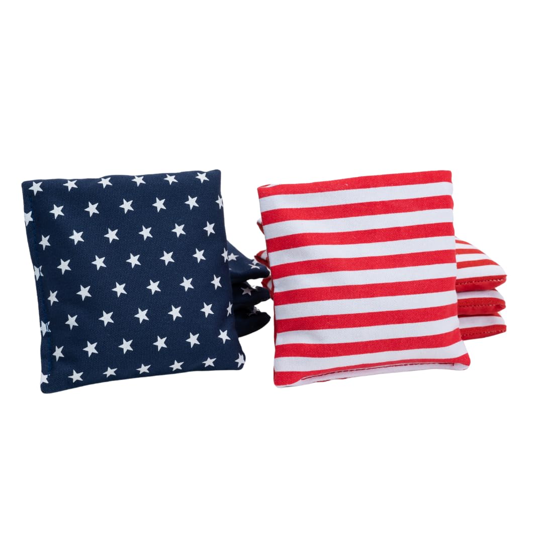 Official Red Zone Cornhole Set - 90 x 60 cm, 2 Boards, 4 Bags (Stars/Stripes), Carrying Bag Included - Premium MDF Quality