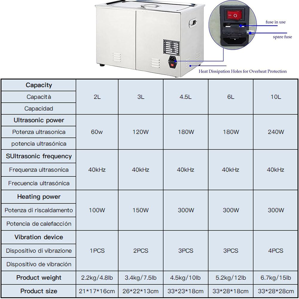 Professionelles Ultraschallreinigungsgerät 40 kHz mit Timer und Heizung, Ultraschall-Teilereiniger geeignet für professionelle Werkzeuge, Metallteile, Schmuck, Brillen(Size:3L)