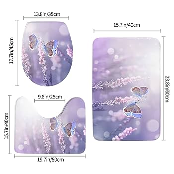 Amazon｜蝶 ラベンダー 紫 ハレーション 3点セット トイレマット