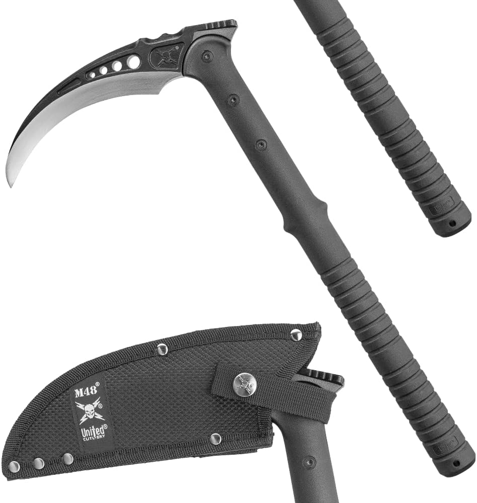 Tactical Kama with Sheath | Farming Sickle | Stainless Steel Blade | Fiberglass Reinforced Handle | Sheath Included | 15.5" Overall Length