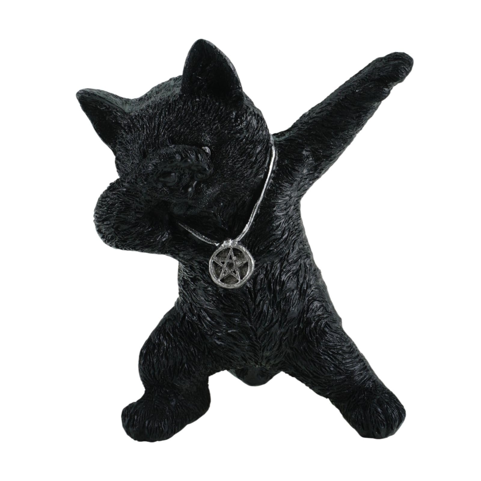 Figurine de chat noir en polyrésine avec détails peints à la main