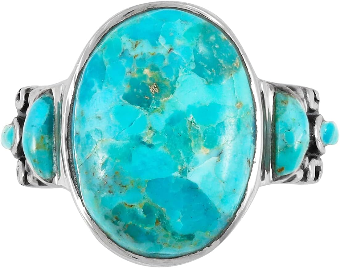 Turquoise Rings Sterling Silver 925 & Genuine Gemstones (SELECT COLOR) - Image 3