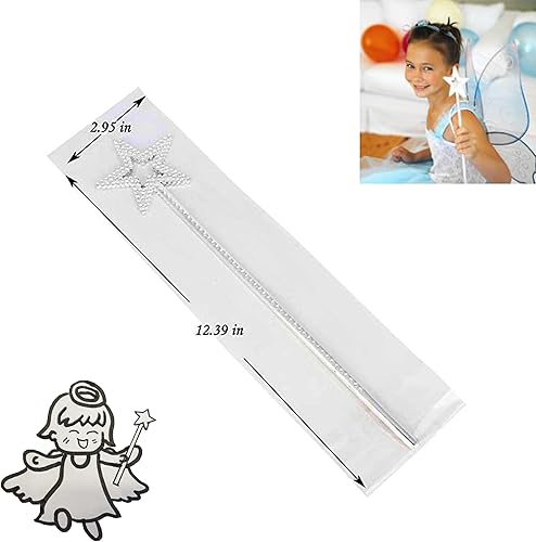 Miniatura 5 de MYUBWTF 3 varitas plateadas de 13 pulgadas con forma de elfo, varita mágica de estrella de ángel, chapado de princesa de hadas, palo de estrellas