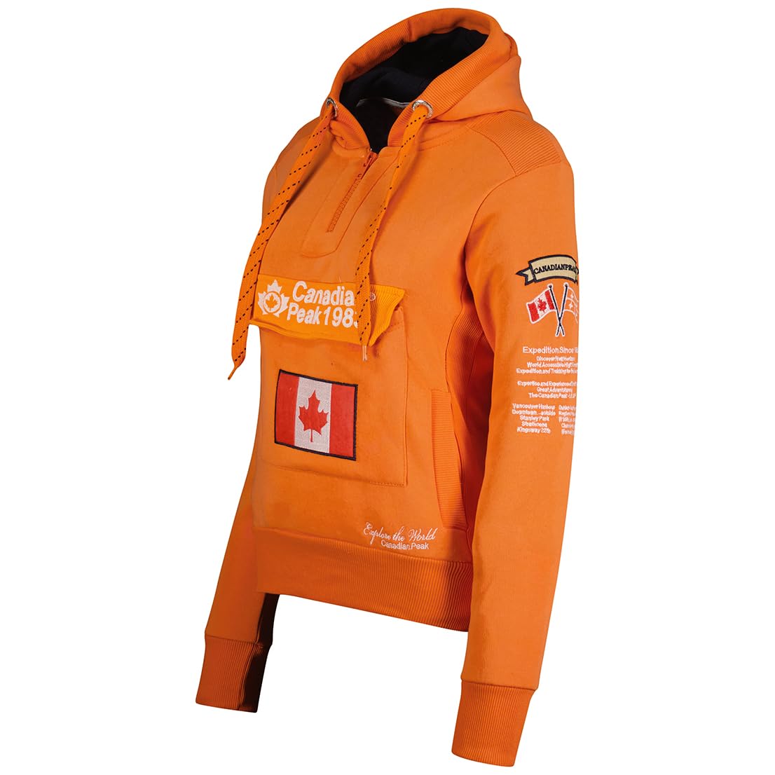 Canadian Peak Gyrelle Lady Damska bluza z kapturem i kieszeniami - Bluzy z długim rękawem Ciepła kurtka - Zamek błyskawiczny Sweter damski Wiosna Lato Jesień Zima (Neonowy pomarańczowy XL)