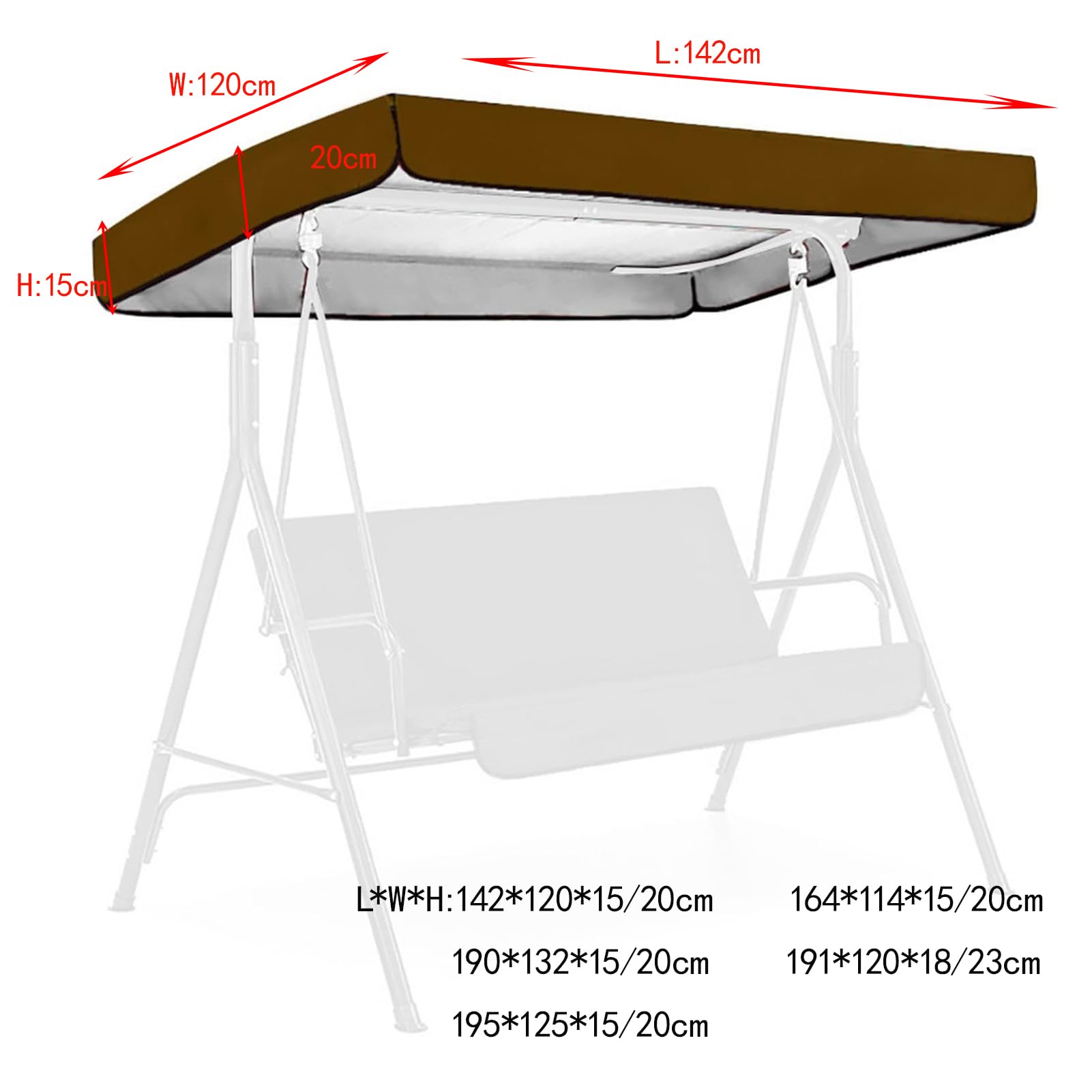 Baldacchino Impermeabile E Resistente Ai Raggi UV Per Dondolo Da Giardino, Copertura 190T In Poliestere, Adatto A Altalene Da Esterno, Beige, Dimensioni 213x122x18 Cm