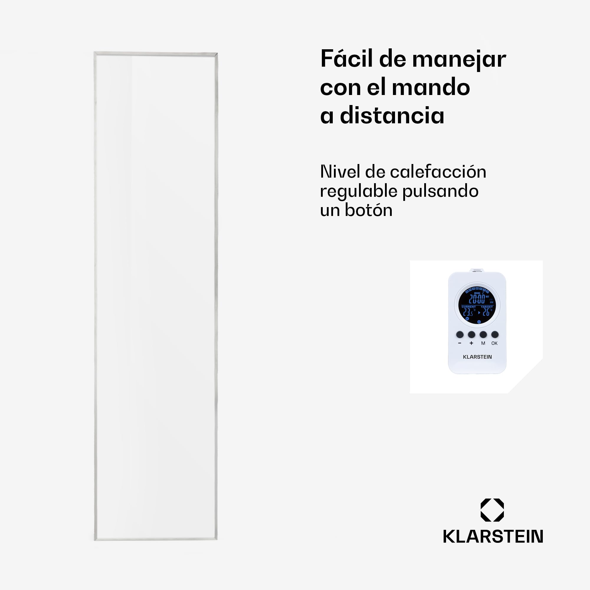 Klarstein Air Radiador Electrico Bajo Consumo Infrarrojo de 360W para Casa, Mando a Distancia, Detector Ventanas Abiertas, Termostato, Radiadores Infrarrojos Pared, Calefactores Sin Emisión de CO2
