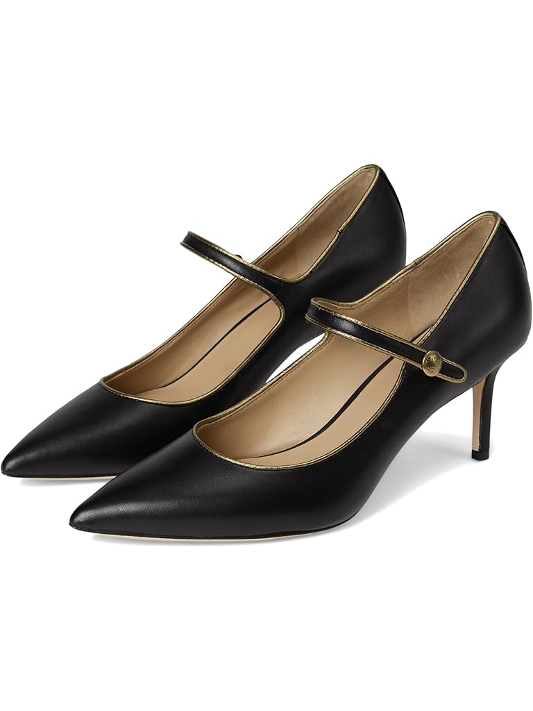Black Lauren Ralph Lauren Lanette Metallic-Trim Mary Jane Pumps