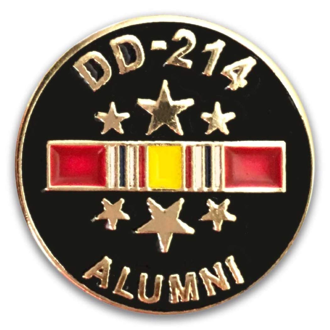 DD214 Lapel Pin with National Service Ribbon and Stars Hat Pin for Veterans VetFriends.com
