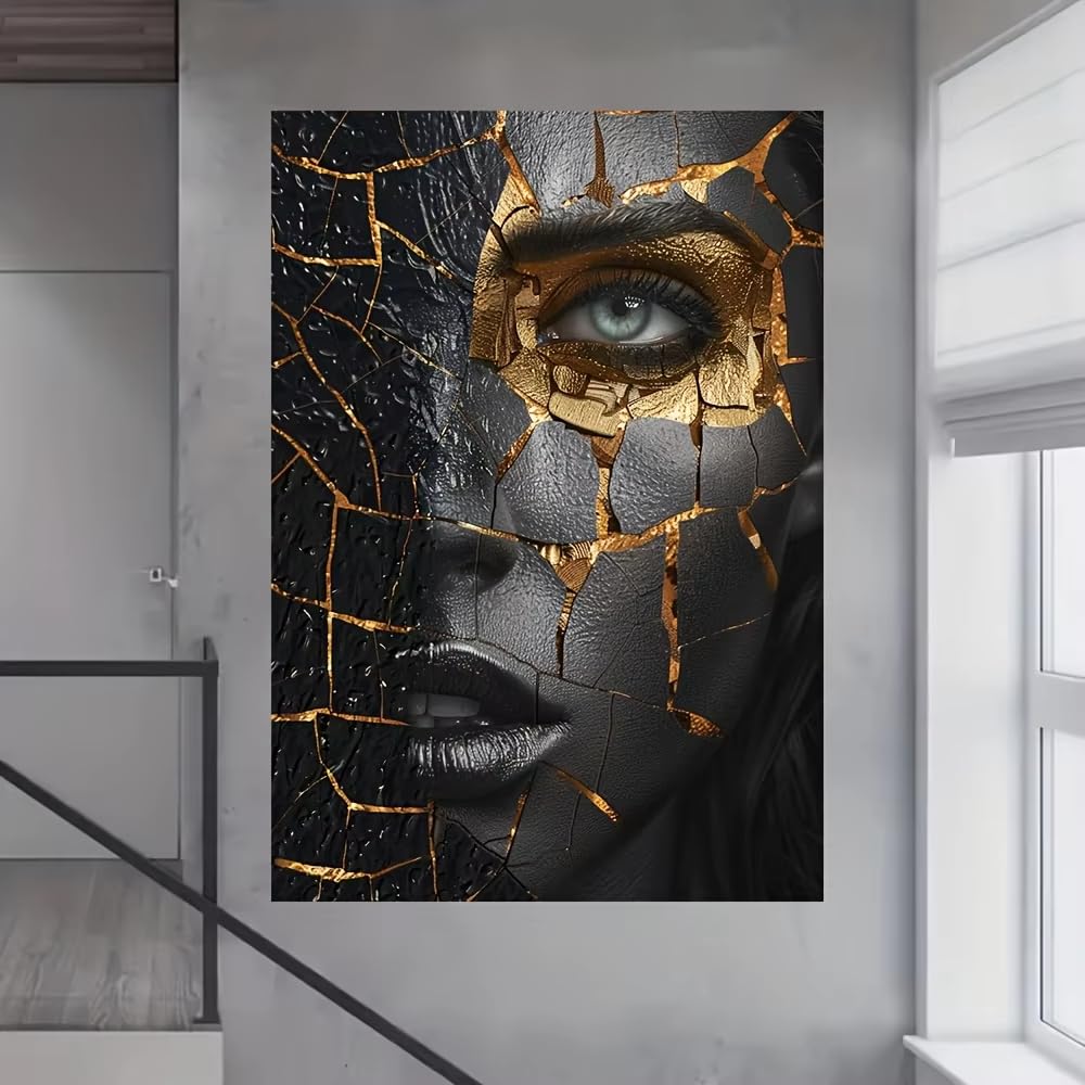 IHHGNB Modern Woman Mosaic Portrait Art Canvas Painting for Living Room Modern Canvas Poster for Bedroom Living Room Decoration(30x40cm(12x16in)/No frame)