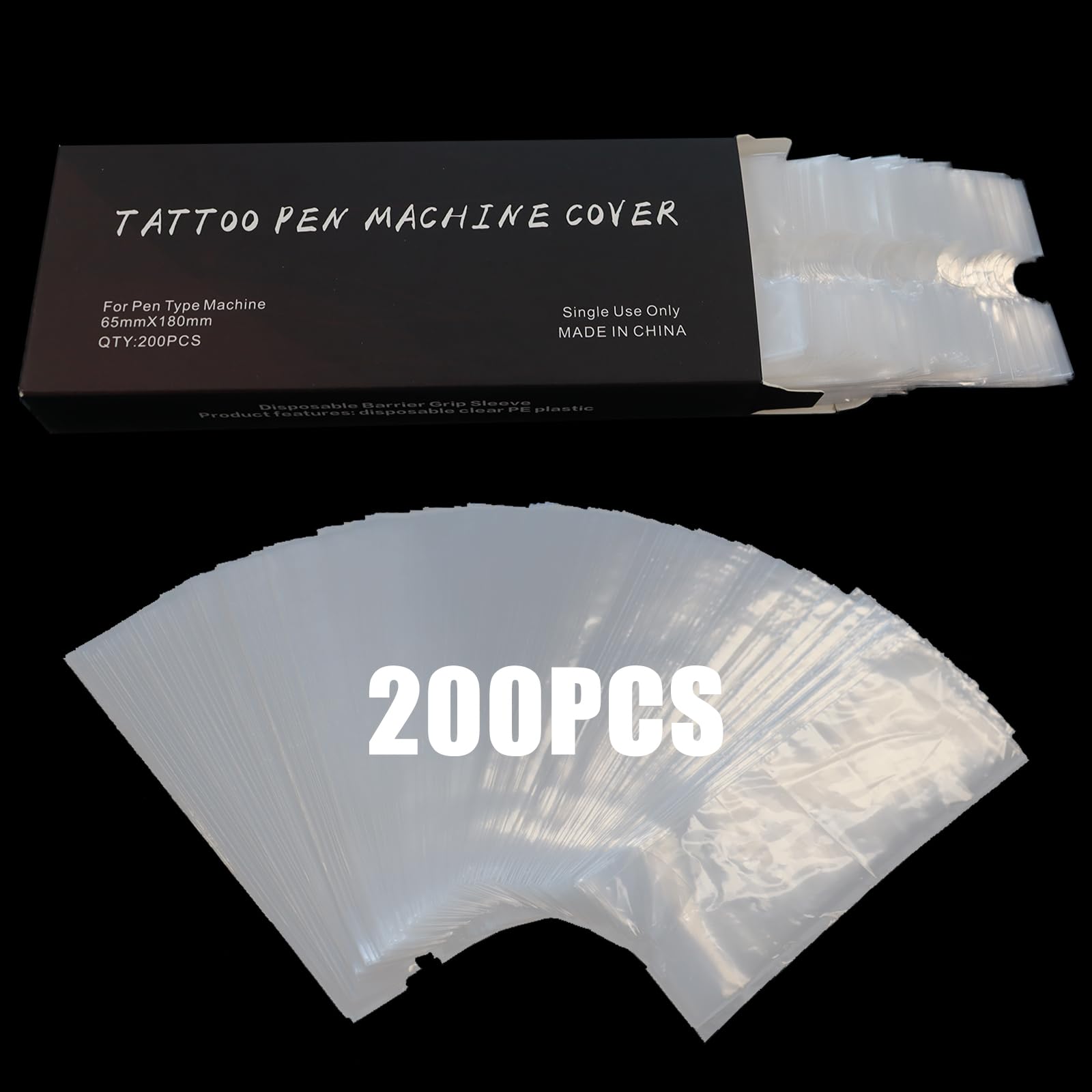 EMALLA 200pcs Tattoo Machine Covers Pouch Large Transparent Tattoo Pen Cover Bags Waterproof Machine Sleeves Pen Machine Wrap - Image 2