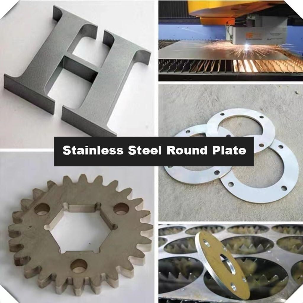 Stainless Steel Metal Round Sheet, Pack of 5 304 Plate Circular Disc Disk 50mm Diameter 0.4-4mm Thickness(50mm*0.4mm)
