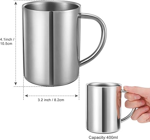 Miniatura 2 de Taza de café de doble pared de 13.5 oz  13.5 fl oz, tazas de té de acero inoxidable, tazas de viaje para acampar