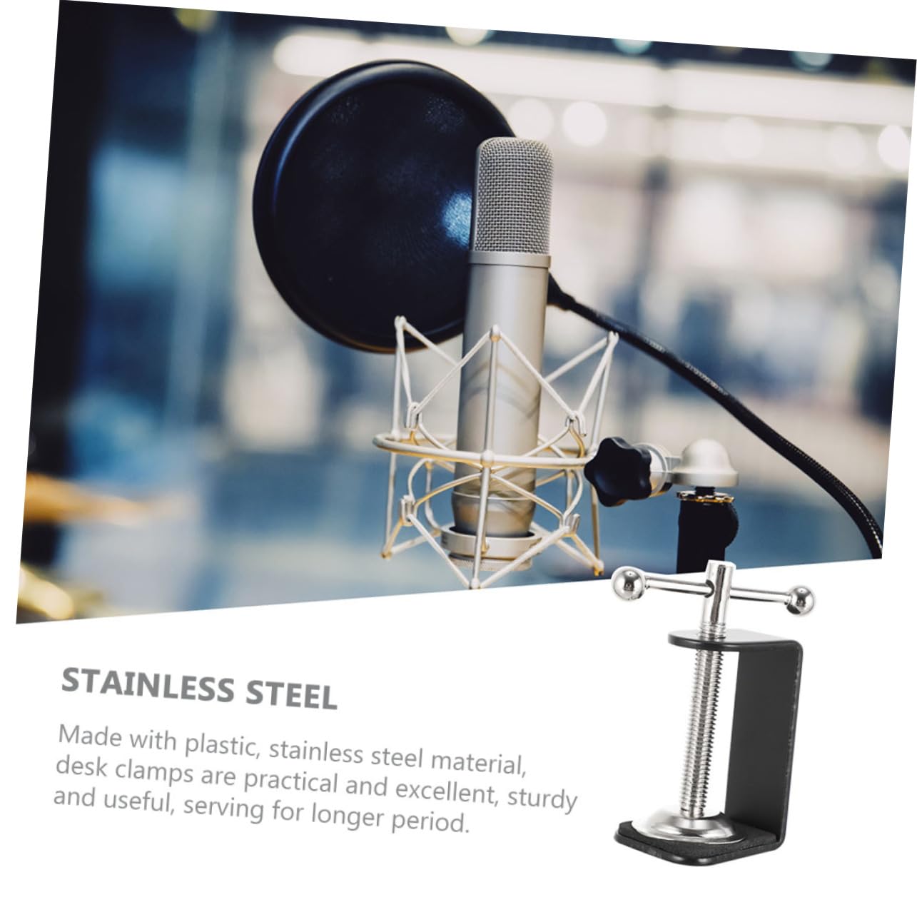 DOITOOL 360° Rotation Stainless Steel Desk Mount Clamp Table Mounting Clamp Firm Hold for Home Office