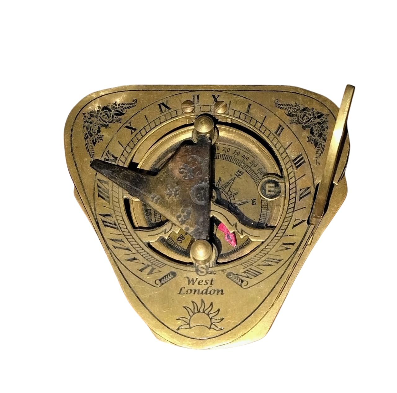 Antique Design Brass Sundial Compass,Triangular Shape Sun dial Compass Antique Marine Compass Maritime Magnetic Compass,Location Finder Compass Triangle Brass Compass Navigation Compass-image-21