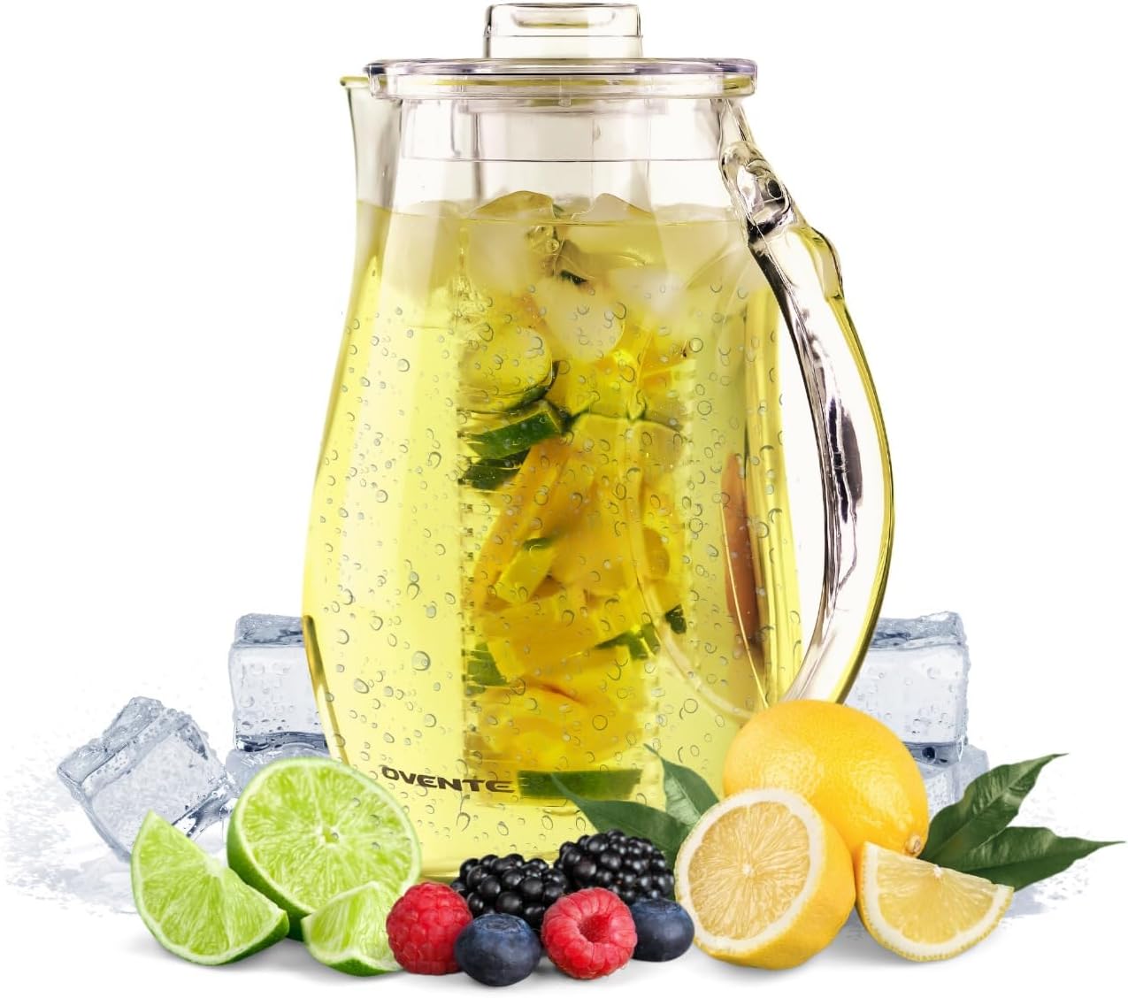 OVENTE Fruit Infusion Water Pitcher 2.5L/85Oz with Removable Lid and Infuser Rod, BPA-Free, Shatterproof Acrylic Beverage Jug for Flavor-Infused Drinks, Lemonade, Juice and Iced Tea, Clear PIA0852C Thumbnail