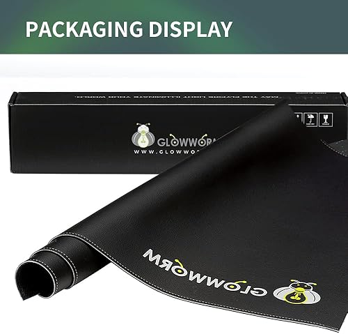 Miniatura 5 de GLOWWORM 2 alfombrillas gigantes para mouse de 31.5 x 15.7 pulgadas y 63 x 23 pulgadas, impermeables, de piel sintética, con diseño prémium y bordes
