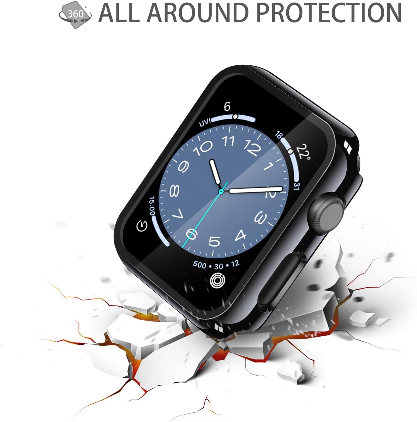 Misxi 2 Pack Tempered Glass Case Compatible for Apple Watch Series 3 Series 2 38mm, Hard PC Screen Protector Overall Protection Ultra-Thin Lightweight Scratch-Resistant Cover for iWatch, Jet Black thumbnail