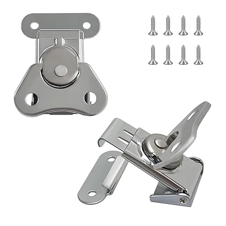 YES Time 2 Pcs 304 Stainless Steel Wooden Box Chest Rotary Draw Latch Toggle Hasp Latch Lock Buckle