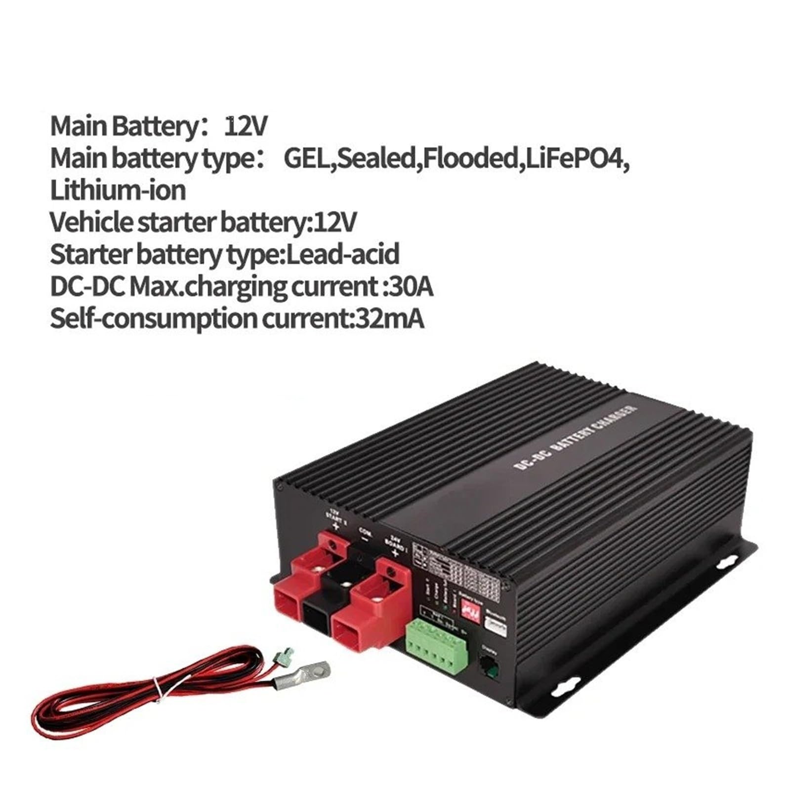 Convertidor Adaptador Cargador Inteligente 12V CC 30A Refuerzo Compatible Aplicación Bluetooth Batería Litio Temperatura Carga Completamente Automática inversor