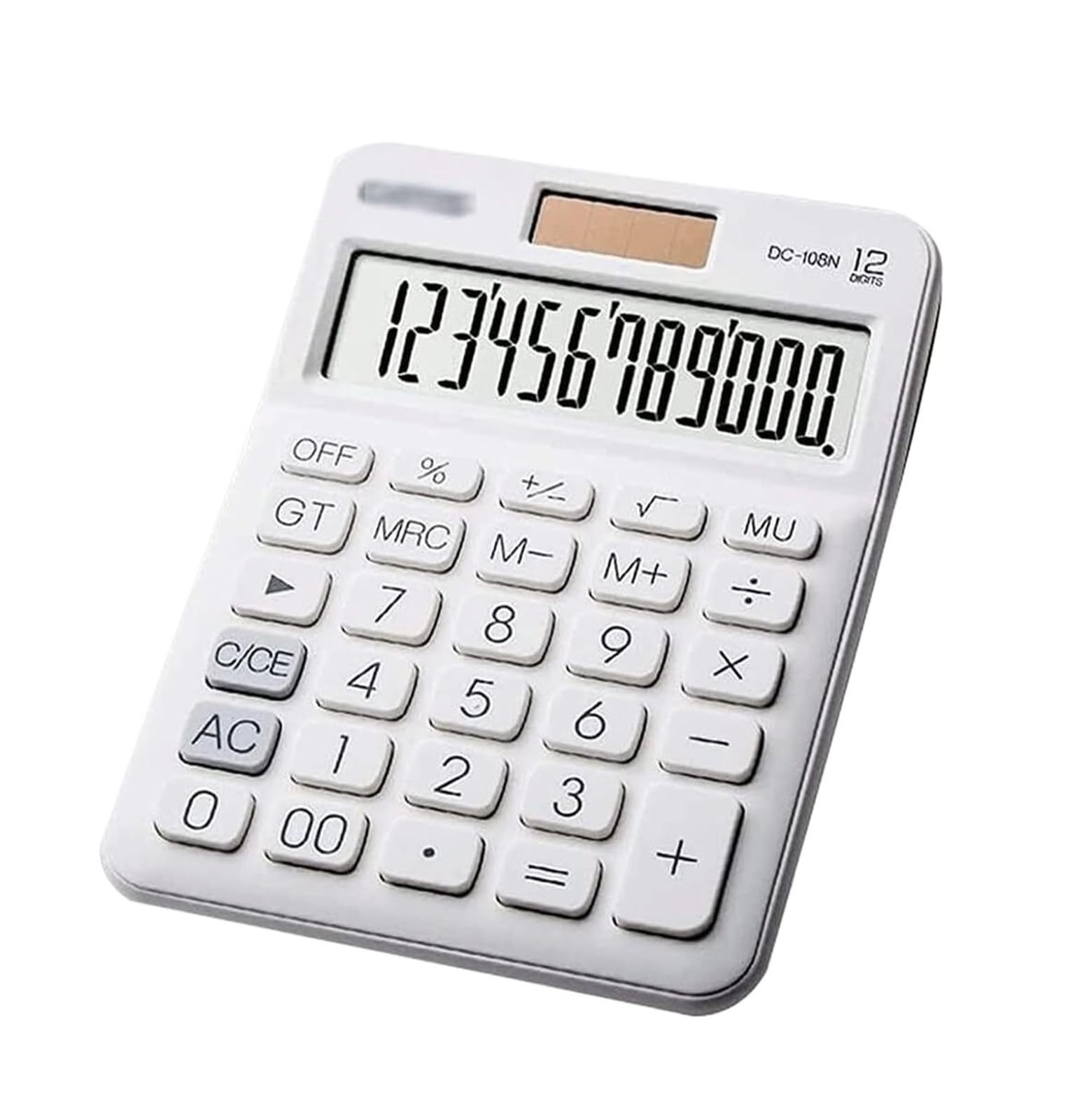 Strumenti Di Calcolo Calcolatrice Da Tavolo 12 Cifre Con Display LCD, Alimentazione Solare E A Batteria, Doppia Adatto Per Lo Studio(White)