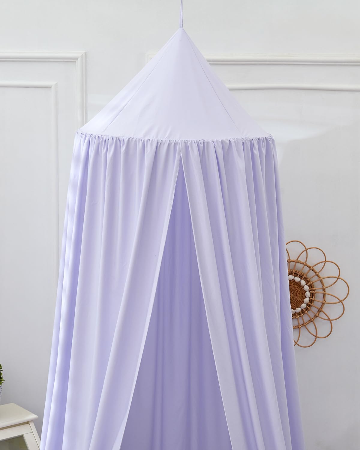 Surwin Ciel de Lit pour Bébé Enfants, Moustiquaire Ronde Rideau Baldaquin Dôme Princesse Tente de Lit, Dressing Maison de Lecture Maison de Jeux Décoration Chambre d'enfant Filles - Violet