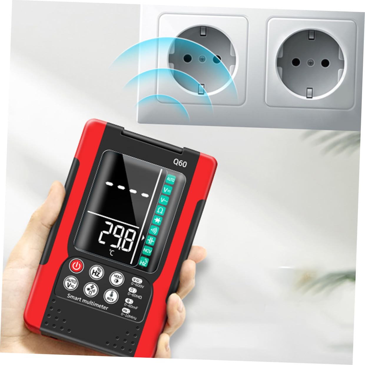 Cabilock Q60 Digital Multimeter Portable Electrical Tester with Ncv, True Effective Value, Auto Ranging, Data Hold, Backlight, Continuity Buzzer, Diode Check, and Flashlight for Home