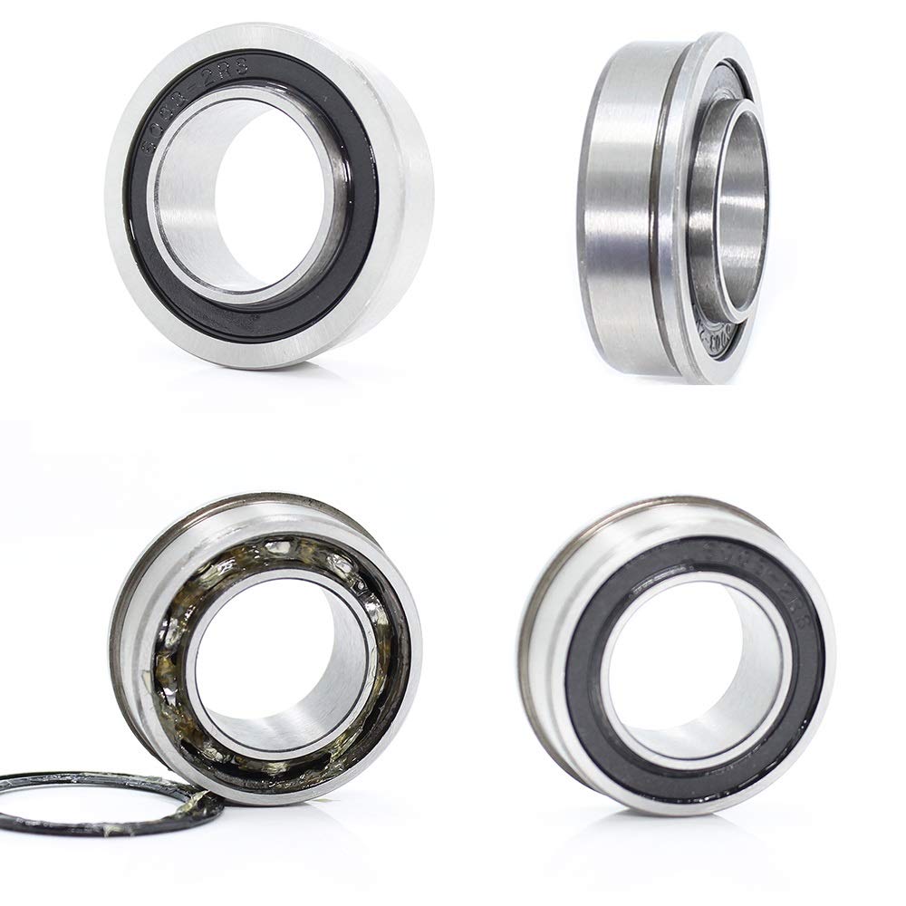 DINGGUANGHE-CUP Flanged Bearings F6202 F6202RS Bearing F6202-12.8-2RS 12.8x35x11mm ABEC-1 Flange Ball Bearings 4Pcs Garden Cart Wheel Bearing F6202-RS Industrial Products