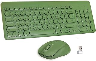 Wireless Keyboard and Mouse Combo,JieruiDeng 2.4Ghz USB Cordless Full-Sized Colorful Keyboard with Numeric Keypad and Noisless Mice Set for Computer Laptop PC Gamer (Green)