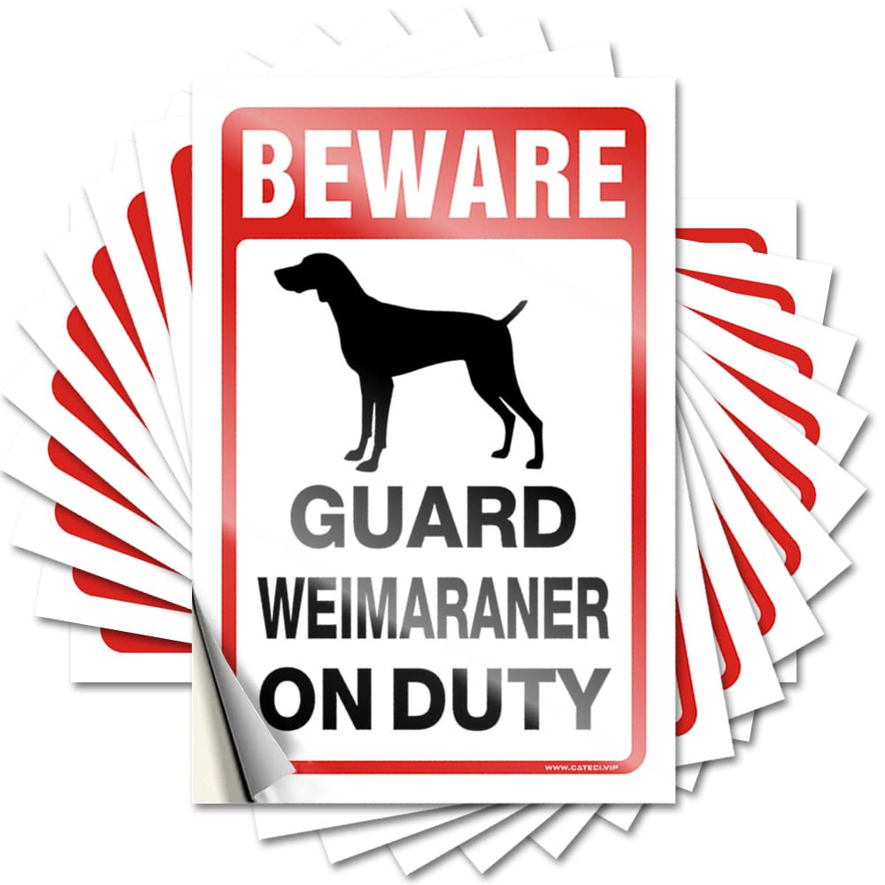 JNBT Bar For Home Funny Label Outdoor And Decor Rock Band Strong Adhesive/Beware! Guard Weimaraner On Duty Wine Signs(12X18CM-6Pcs)