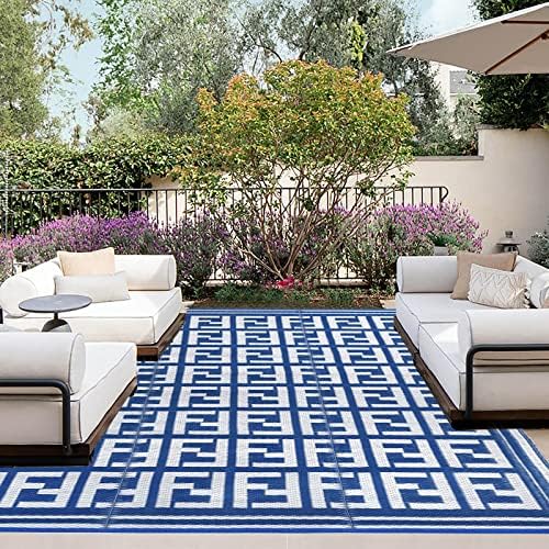 Beverly Rug Tropical Blue Reversible Outdoor Area Rug 6x9 6