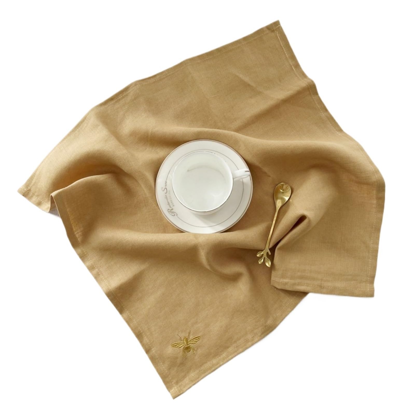 Servilleta De Lino RúStica Servilletas de Lino, 4 Unidades, for Fiestas, cenas, restaurantes, hogar, Bodas, 45 x cm Boda(Brown)
