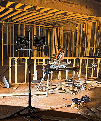 PowerSmith 15000 Lumen PWL2150TS Weatherproof LED Dual Head Work Light with Heavy-Duty Adjustable Metal Telescoping Tripod Stand