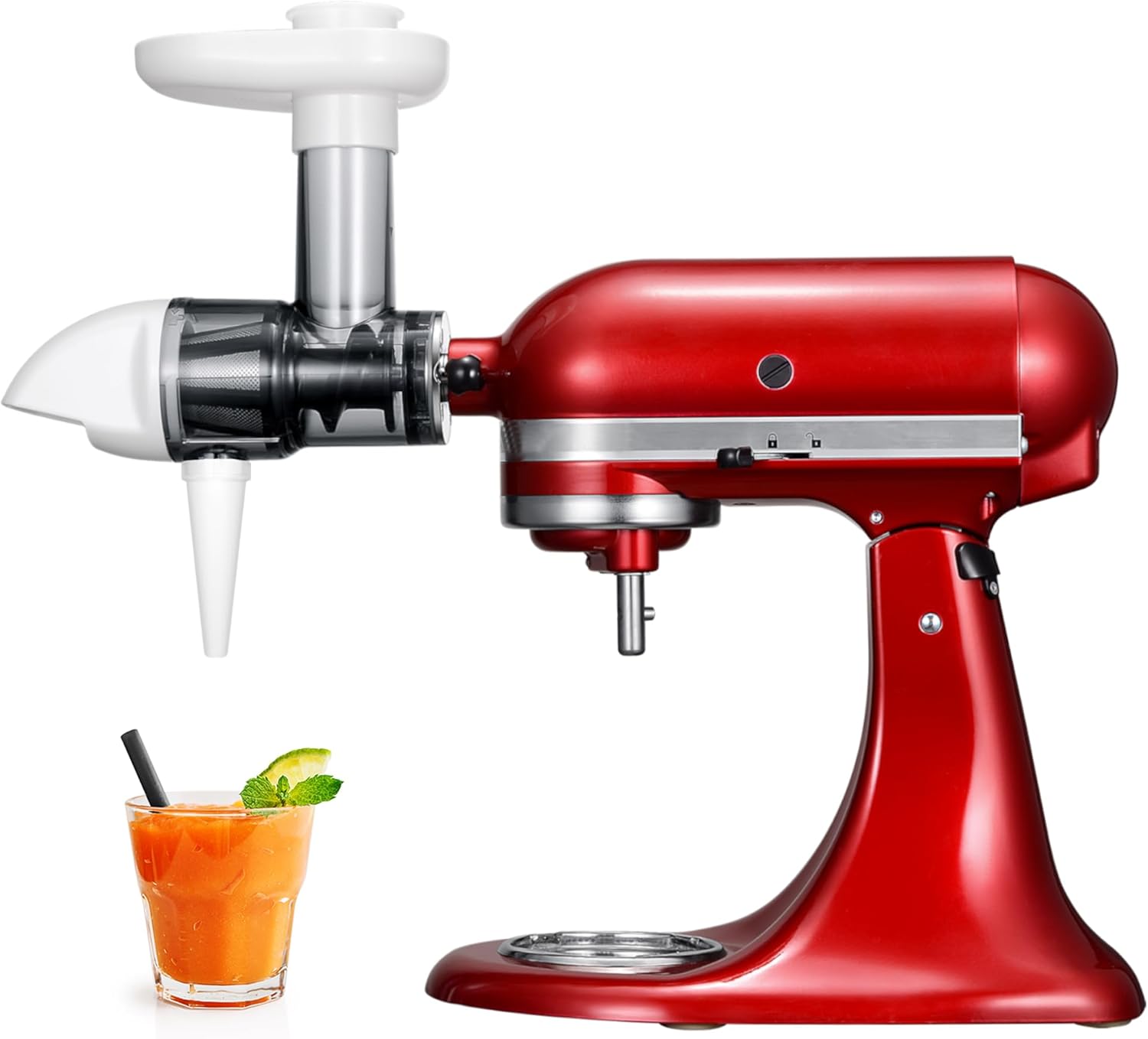 Masticating Juicer Attachment for KitchenAid Stand Mixers, Slow Juicer Attachment for Kitchenaid, Cold Press Juicer Attachment, White(Mixer Not Included)