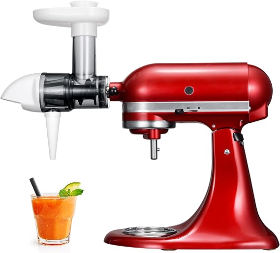 Masticating Juicer Attachment for KitchenAid Stand Mixers, Slow Juicer Attachment for Kitchenaid, Cold Press Juicer Attachment, WhiteMixer Not Included