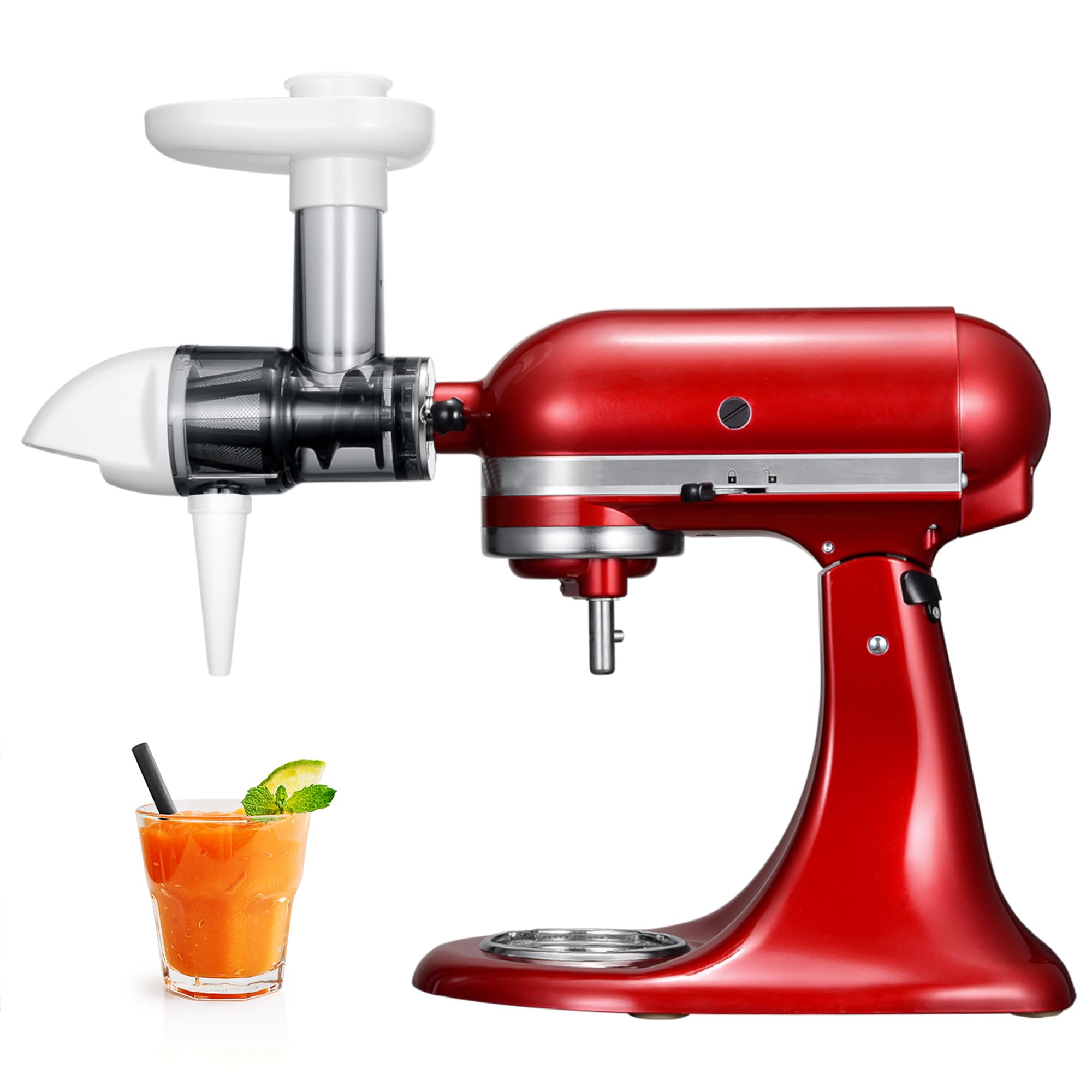 Masticating Juicer Attachment for KitchenAid Stand Mixers, Slow Juicer Attachment for Kitchenaid, Cold Press Juicer Attachment, White(Mixer Not Included)