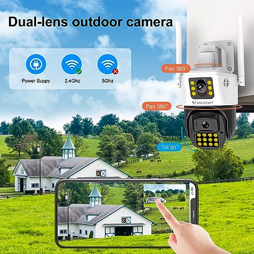 Image of VSTARCAM Dual Lens Outside Cameras for Home Security, 4MP Home Security Camera, Plug-in Camera Auto Tracking, Two-Way Talk, IP66 Waterproof, 24 /7 Record,SD /Cloud 04