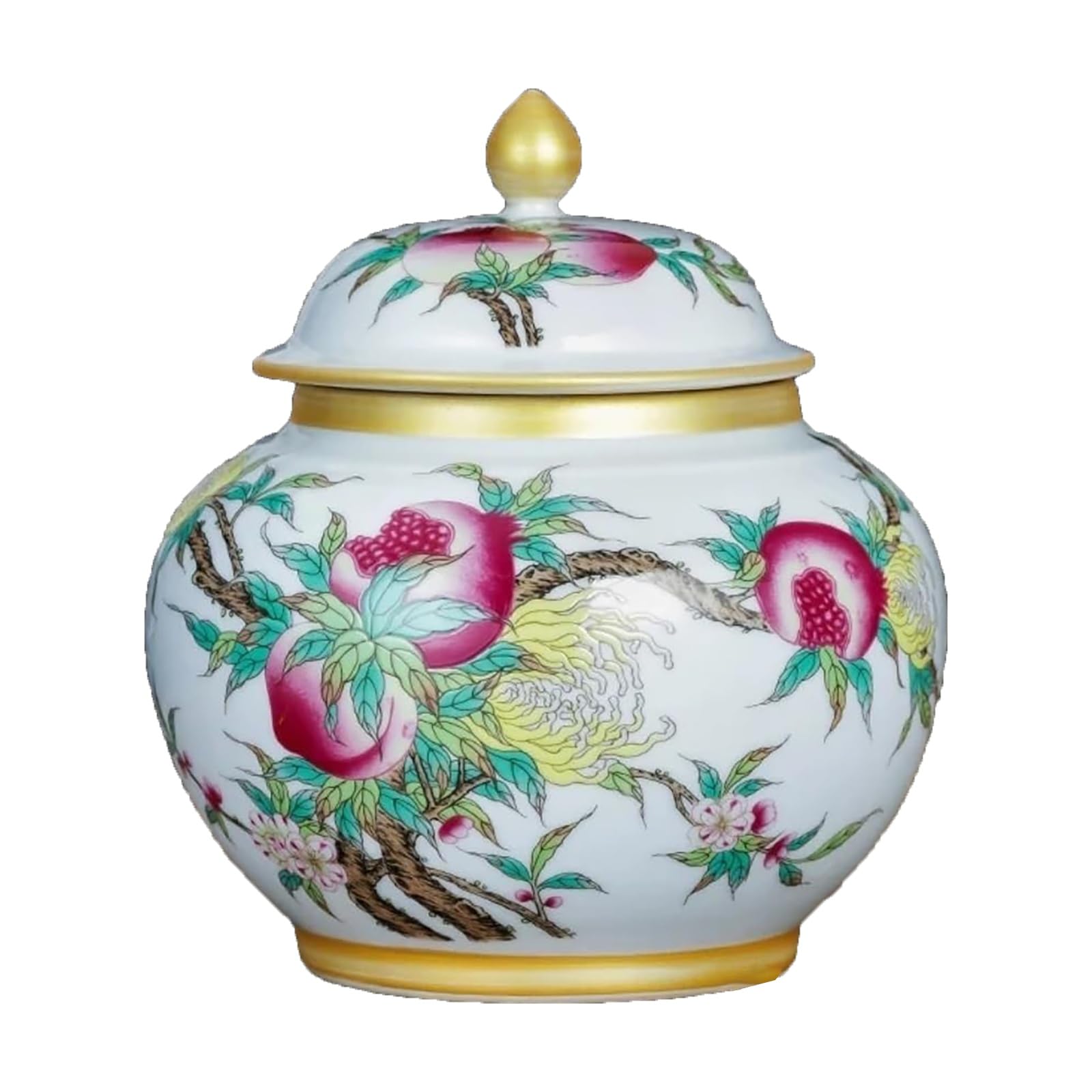 Ozdobny ceramiczny słoik na imbir w stylu vintage, tradycyjny chiński pojemnik na herbatę z pokrywką, dekoracyjny porcelanowy pojemnik do przechowywania, idealny do sypialni lub kuchni.(A)