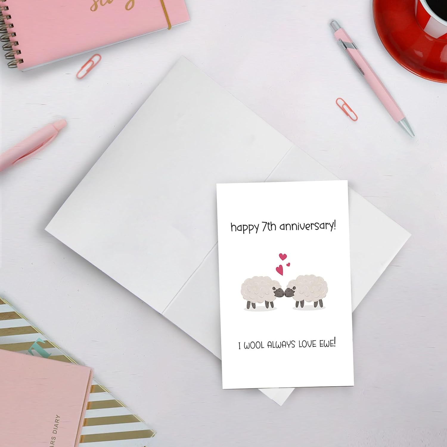 Funny 7 Years Anniversary Card, Wool Anniversary Card for Him Her, Seventh Anniversary Card for Husband Wife, Seven Years Anniversary Card - Image 4